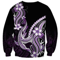 Purple Black Aloha Hawaii Sweatshirt Polynesian Shark Tattoo Plumeria LT14 - Polynesian Pride