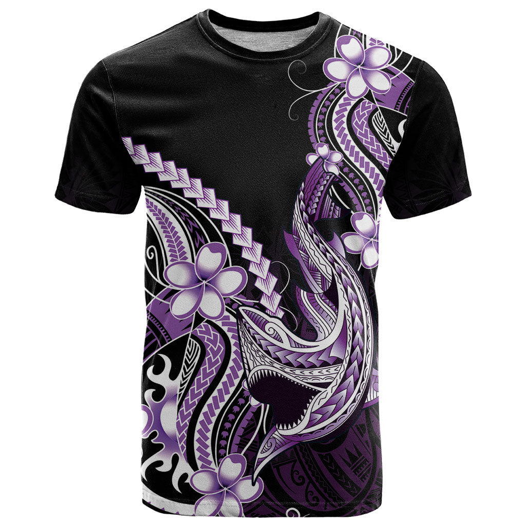 Purple Black Aloha Hawaii T Shirt Polynesian Shark Tattoo Plumeria
