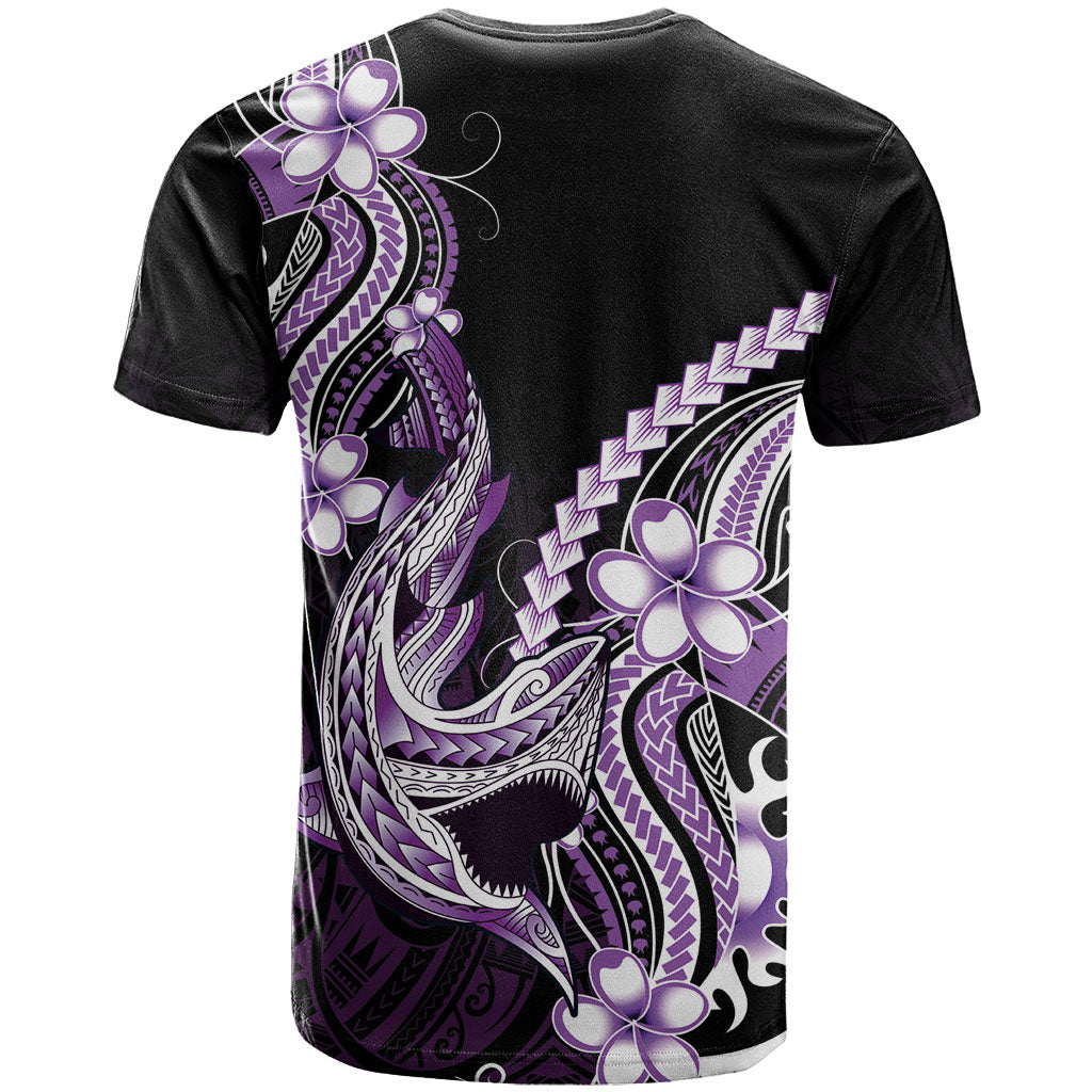 Purple Black Aloha Hawaii T Shirt Polynesian Shark Tattoo Plumeria
