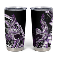 Purple Black Aloha Hawaii Tumbler Cup Polynesian Shark Tattoo Plumeria