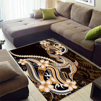 Orange Black Aloha Hawaii Area Rug Polynesian Shark Tattoo Plumeria