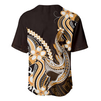 Orange Black Aloha Hawaii Baseball Jersey Polynesian Shark Tattoo Plumeria LT14 - Polynesian Pride