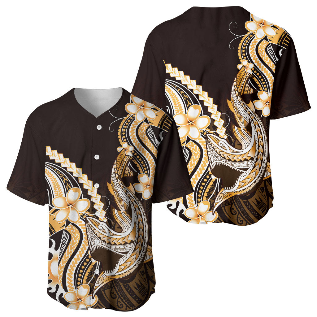 Orange Black Aloha Hawaii Baseball Jersey Polynesian Shark Tattoo Plumeria LT14 - Polynesian Pride