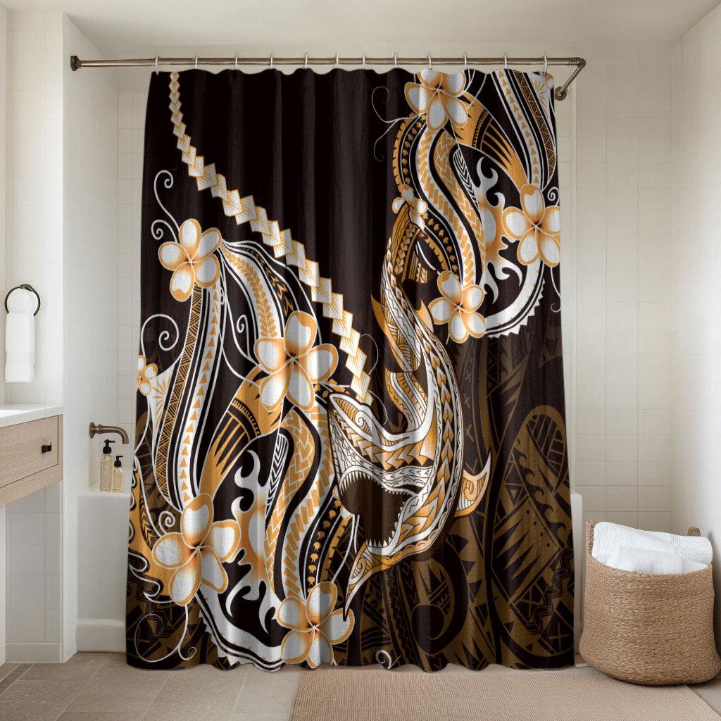 Orange Black Aloha Hawaii Bathroom Set Polynesian Shark Tattoo Plumeria LT14 Shower Curtain Only Orange - Polynesian Pride