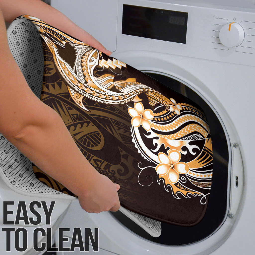 Orange Black Aloha Hawaii Bathroom Set Polynesian Shark Tattoo Plumeria LT14 - Polynesian Pride
