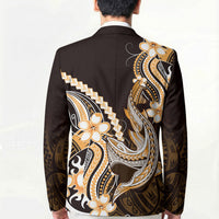 Orange Black Aloha Hawaii Blazer Polynesian Shark Tattoo Plumeria
