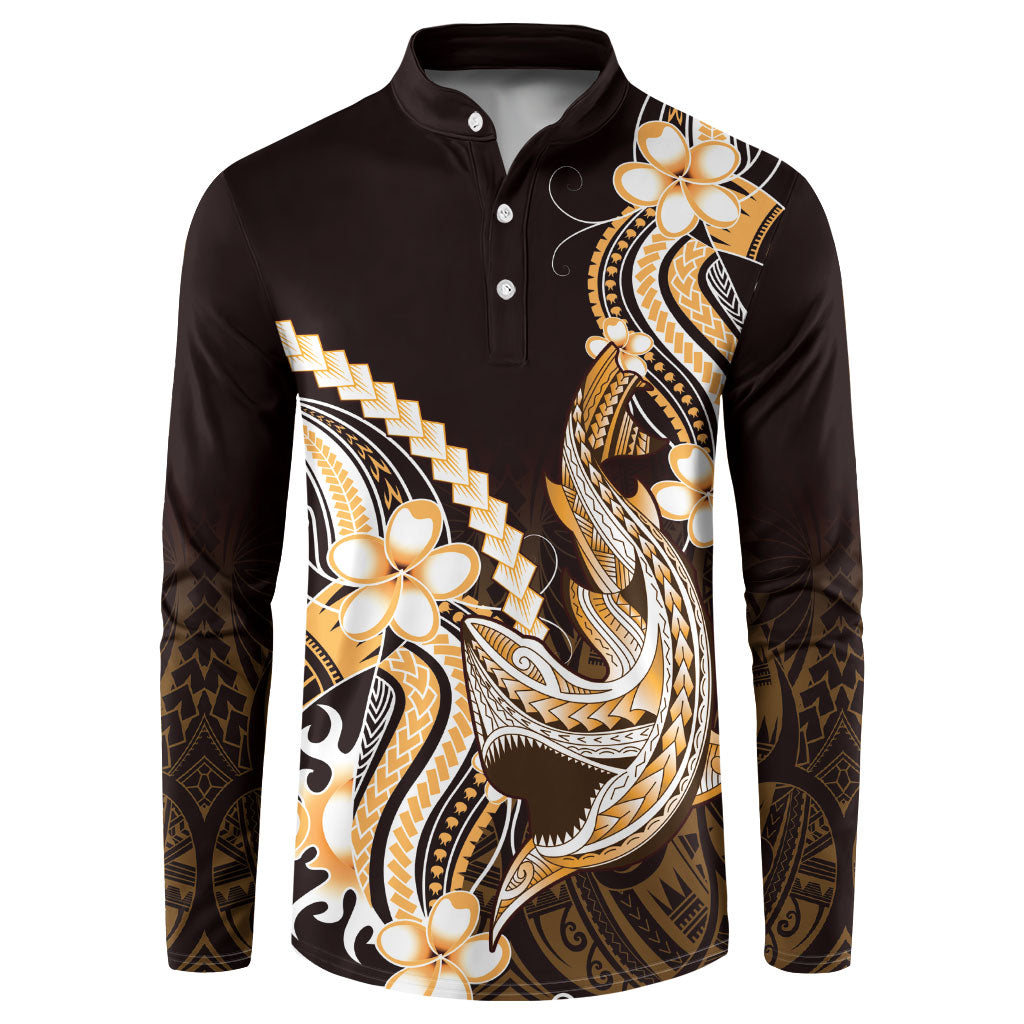 Orange Black Aloha Hawaii Button Sweatshirt Polynesian Shark Tattoo Plumeria