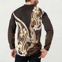 Orange Black Aloha Hawaii Button Sweatshirt Polynesian Shark Tattoo Plumeria