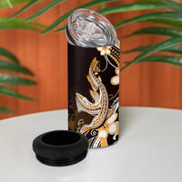 Orange Black Aloha Hawaii 4 in 1 Can Cooler Tumbler Polynesian Shark Tattoo Plumeria LT14 - Polynesian Pride