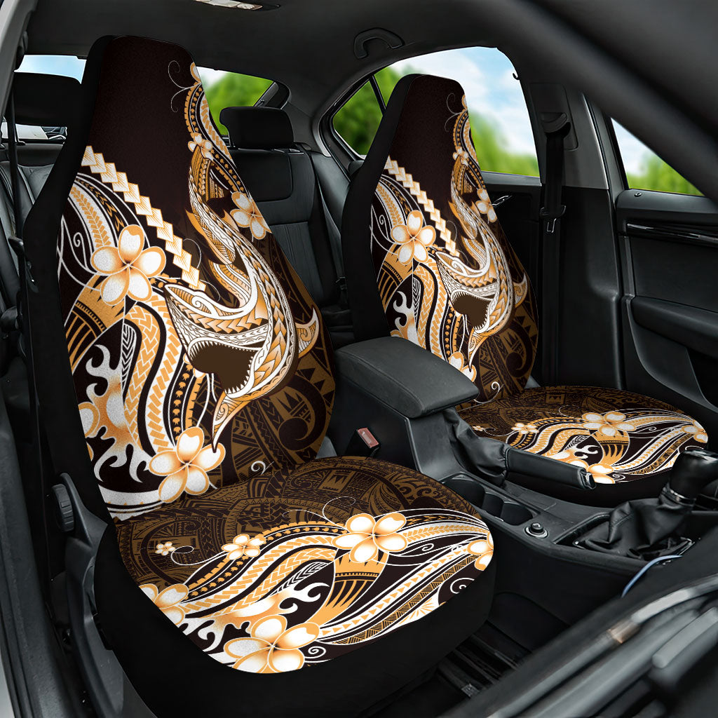Orange Black Aloha Hawaii Car Seat Cover Polynesian Shark Tattoo Plumeria