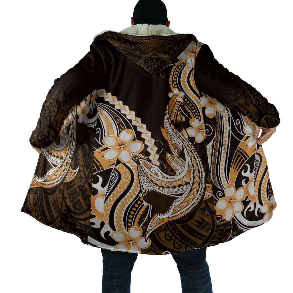 Orange Black Aloha Hawaii Cloak Polynesian Shark Tattoo Plumeria