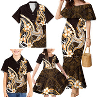 Orange Black Aloha Hawaii Family Matching Mermaid Dress and Hawaiian Shirt Polynesian Shark Tattoo Plumeria LT14 - Polynesian Pride