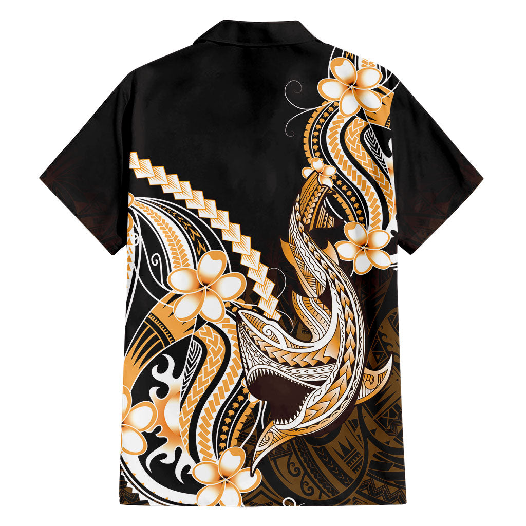 Orange Black Aloha Hawaii Family Matching Off Shoulder Maxi Dress and Hawaiian Shirt Polynesian Shark Tattoo Plumeria LT14 - Polynesian Pride