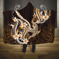 Orange Black Aloha Hawaii Hooded Blanket Polynesian Shark Tattoo Plumeria