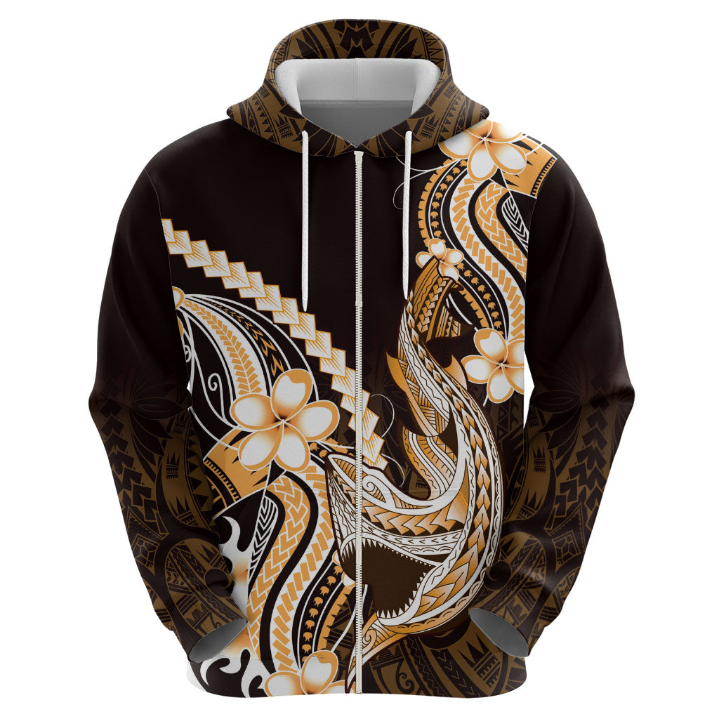 Orange Black Aloha Hawaii Hoodie Polynesian Shark Tattoo Plumeria