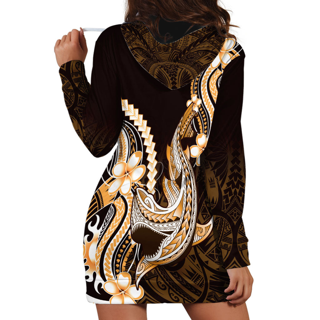 Orange Black Aloha Hawaii Hoodie Dress Polynesian Shark Tattoo Plumeria LT14 - Polynesian Pride