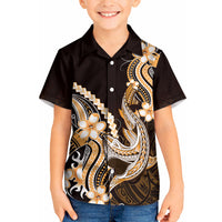 Orange Black Aloha Hawaii Kid Hawaiian Shirt Polynesian Shark Tattoo Plumeria LT14 Kid Orange - Polynesian Pride
