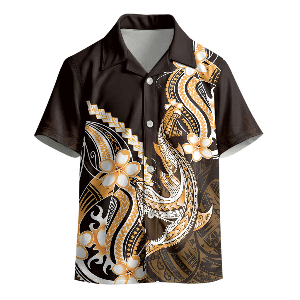 Orange Black Aloha Hawaii Kid Hawaiian Shirt Polynesian Shark Tattoo Plumeria LT14 - Polynesian Pride