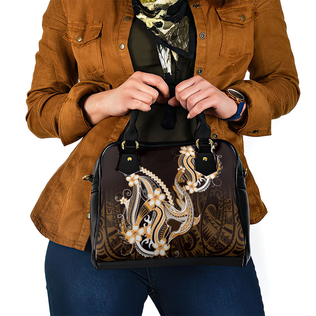 Orange Black Aloha Hawaii Shoulder Handbag Polynesian Shark Tattoo Plumeria LT14 - Polynesian Pride