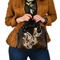 Orange Black Aloha Hawaii Shoulder Handbag Polynesian Shark Tattoo Plumeria LT14 - Polynesian Pride