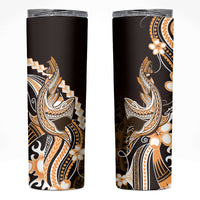 Orange Black Aloha Hawaii Skinny Tumbler Polynesian Shark Tattoo Plumeria LT14 Orange - Polynesian Pride