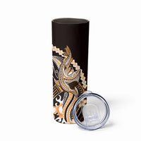 Orange Black Aloha Hawaii Skinny Tumbler Polynesian Shark Tattoo Plumeria LT14 - Polynesian Pride