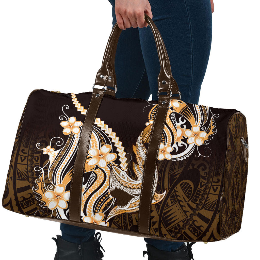 Orange Black Aloha Hawaii Travel Bag Polynesian Shark Tattoo Plumeria LT14 - Polynesian Pride