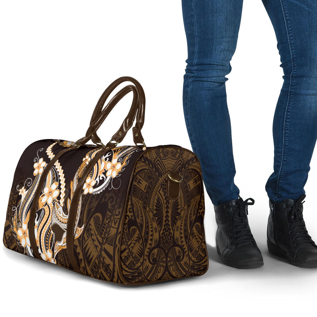 Orange Black Aloha Hawaii Travel Bag Polynesian Shark Tattoo Plumeria LT14 - Polynesian Pride