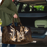 Orange Black Aloha Hawaii Travel Bag Polynesian Shark Tattoo Plumeria LT14 - Polynesian Pride