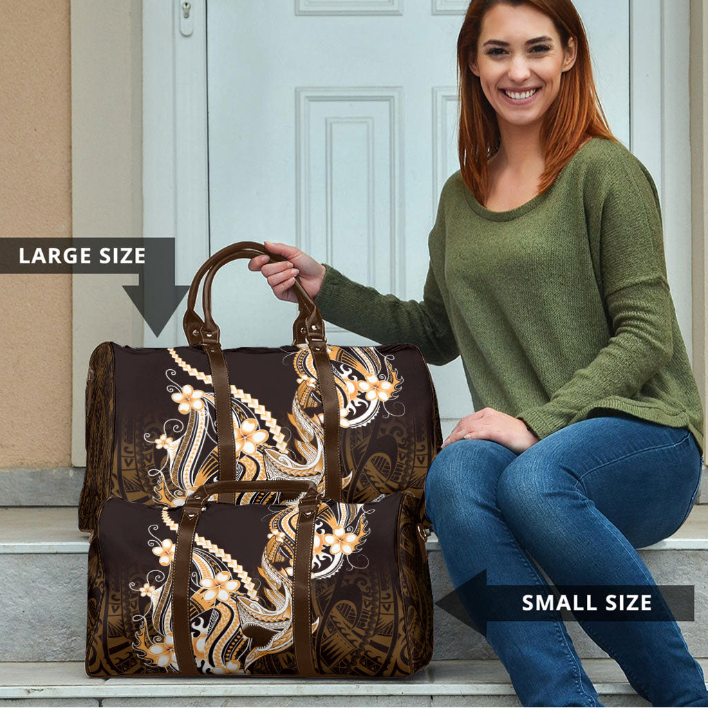 Orange Black Aloha Hawaii Travel Bag Polynesian Shark Tattoo Plumeria LT14 - Polynesian Pride