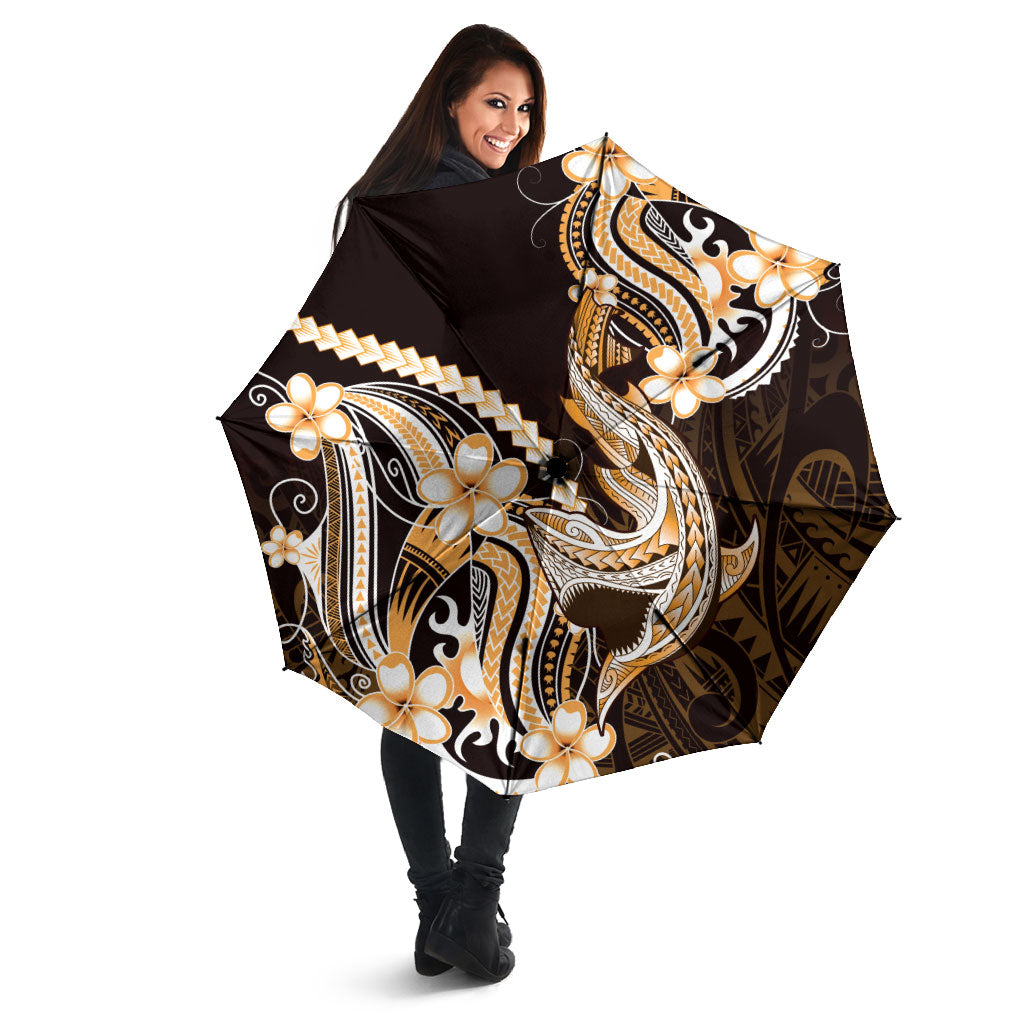 Orange Black Aloha Hawaii Umbrella Polynesian Shark Tattoo Plumeria