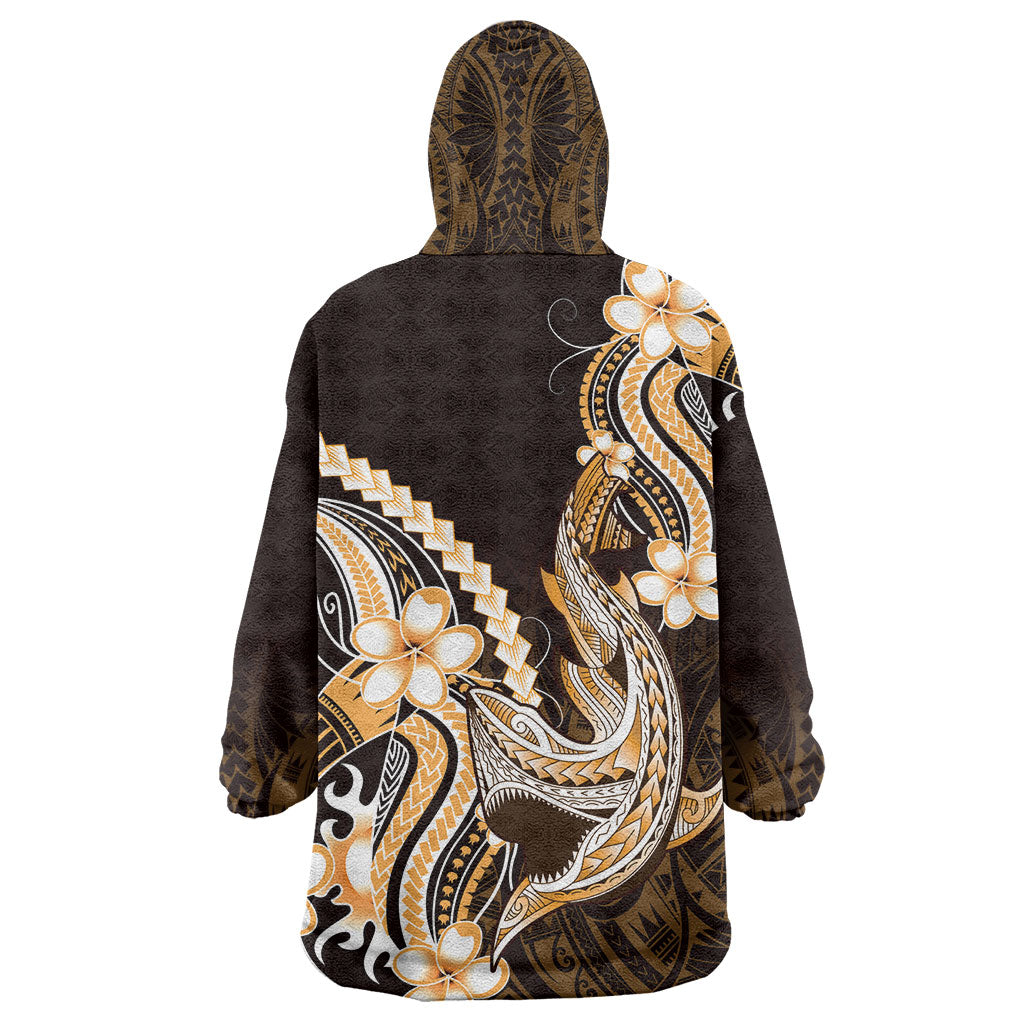 Orange Black Aloha Hawaii Wearable Blanket Hoodie Polynesian Shark Tattoo Plumeria LT14 - Polynesian Pride