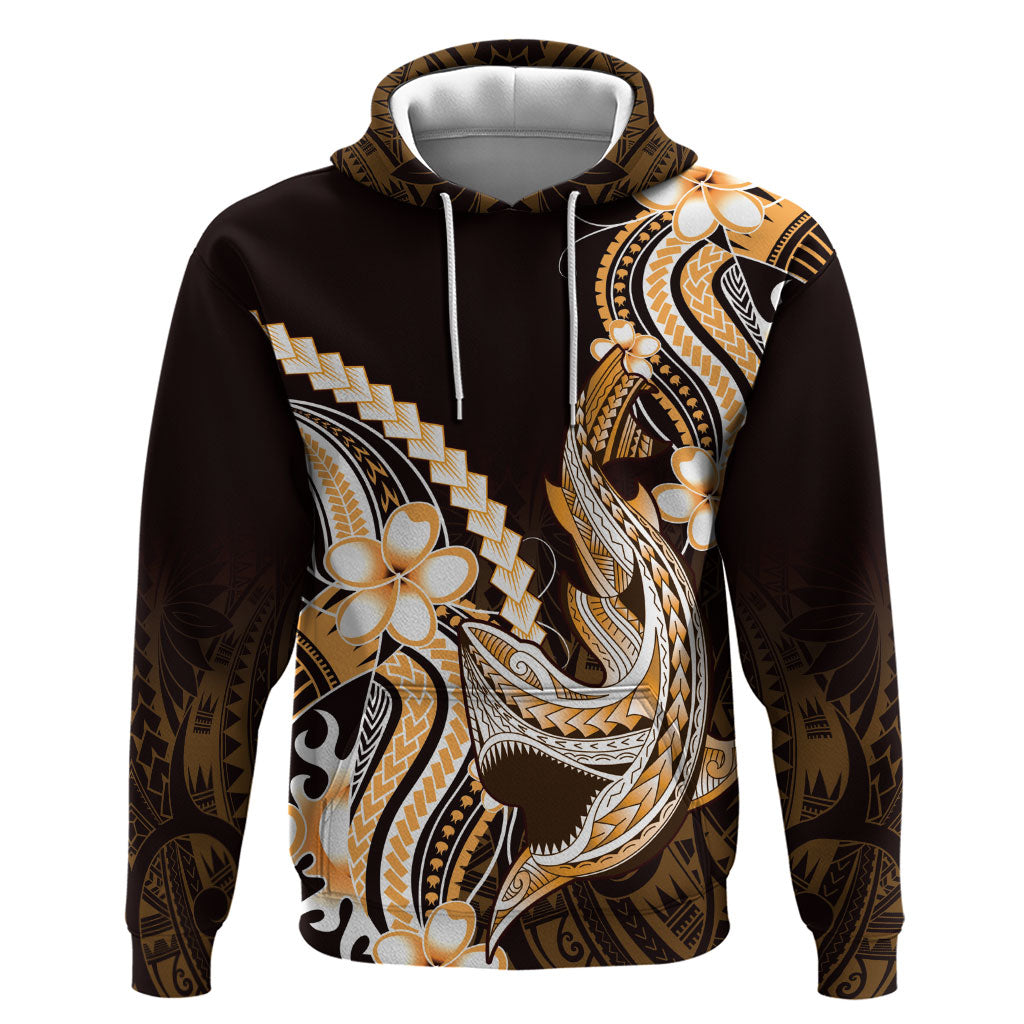Orange Black Aloha Hawaii Zip Hoodie Polynesian Shark Tattoo Plumeria