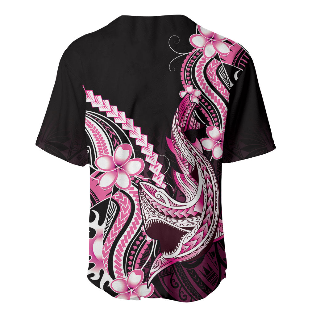 Pink Black Aloha Hawaii Baseball Jersey Polynesian Shark Tattoo Plumeria