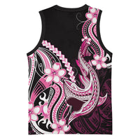 Pink Black Aloha Hawaii Basketball Jersey Polynesian Shark Tattoo Plumeria