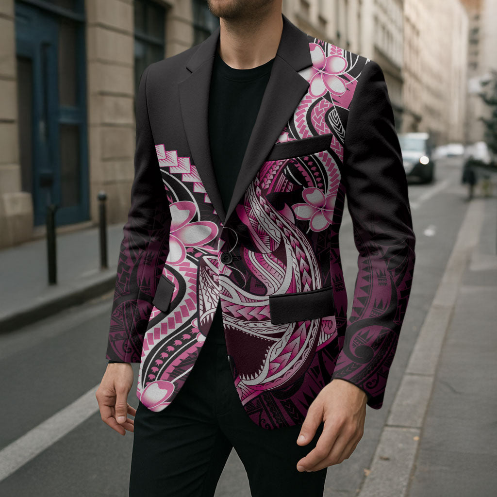Pink Black Aloha Hawaii Blazer Polynesian Shark Tattoo Plumeria