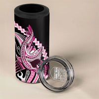 Pink Black Aloha Hawaii 4 in 1 Can Cooler Tumbler Polynesian Shark Tattoo Plumeria LT14 - Polynesian Pride
