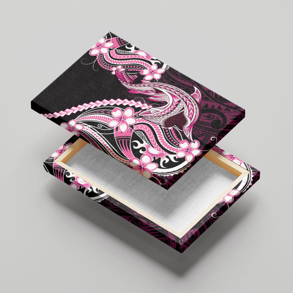 Pink Black Aloha Hawaii Canvas Wall Art Polynesian Shark Tattoo Plumeria