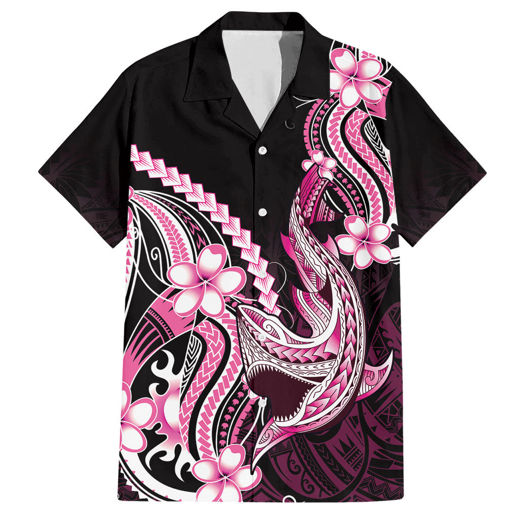 Pink Black Aloha Hawaii Hawaiian Shirt Polynesian Shark Tattoo Plumeria