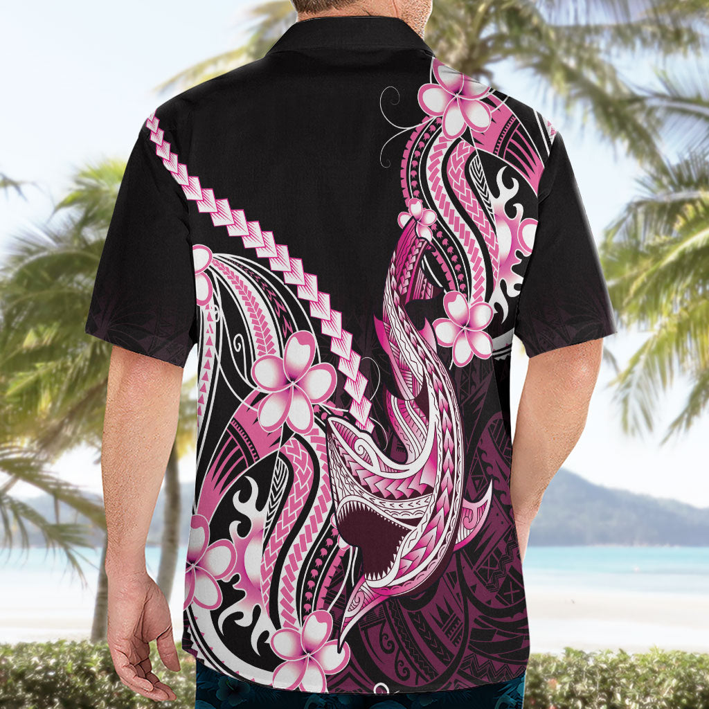 Pink Black Aloha Hawaii Hawaiian Shirt Polynesian Shark Tattoo Plumeria