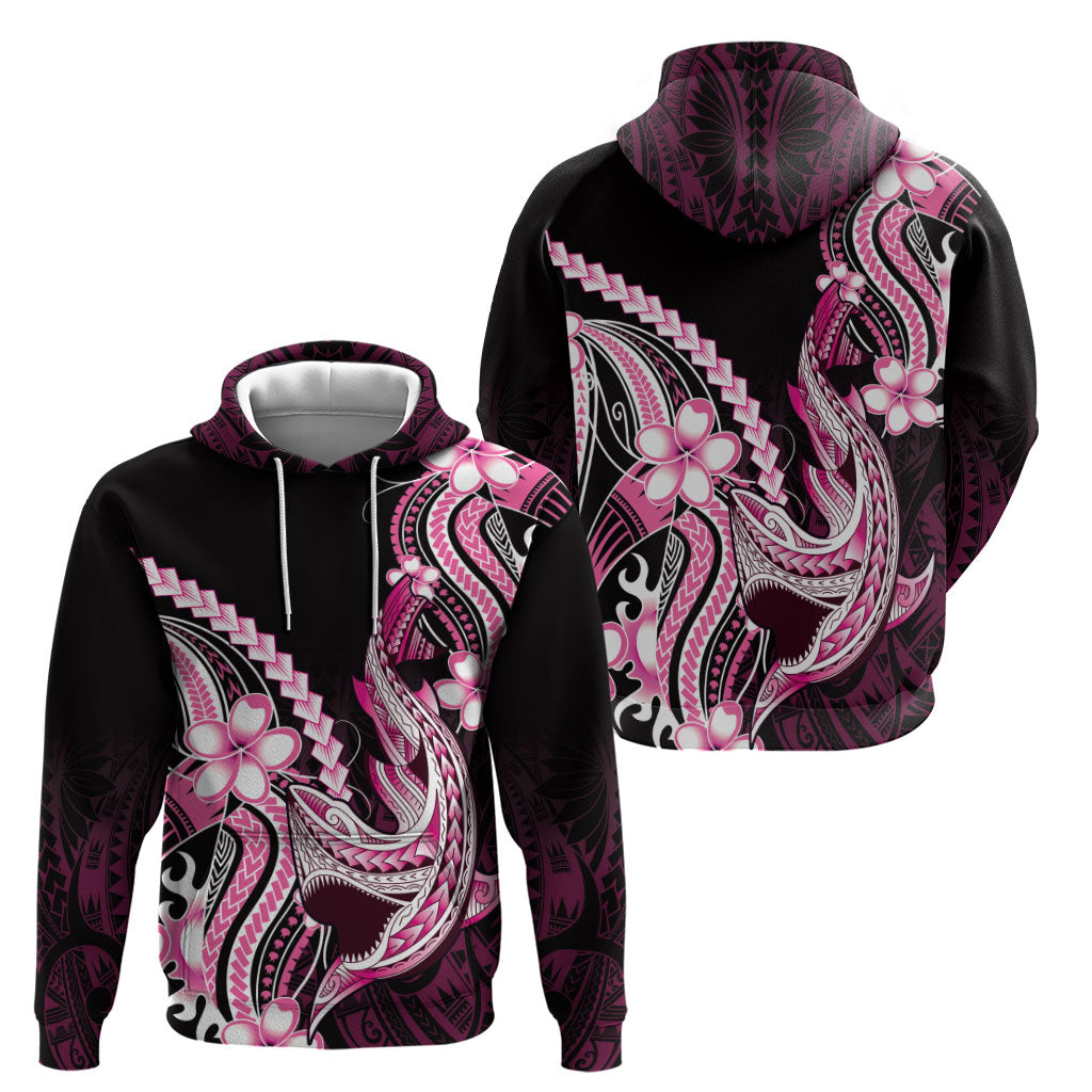 Pink Black Aloha Hawaii Hoodie Polynesian Shark Tattoo Plumeria