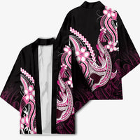 Pink Black Aloha Hawaii Kimono Polynesian Shark Tattoo Plumeria