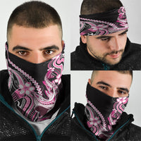 Pink Black Aloha Hawaii Neck Gaiter Polynesian Shark Tattoo Plumeria