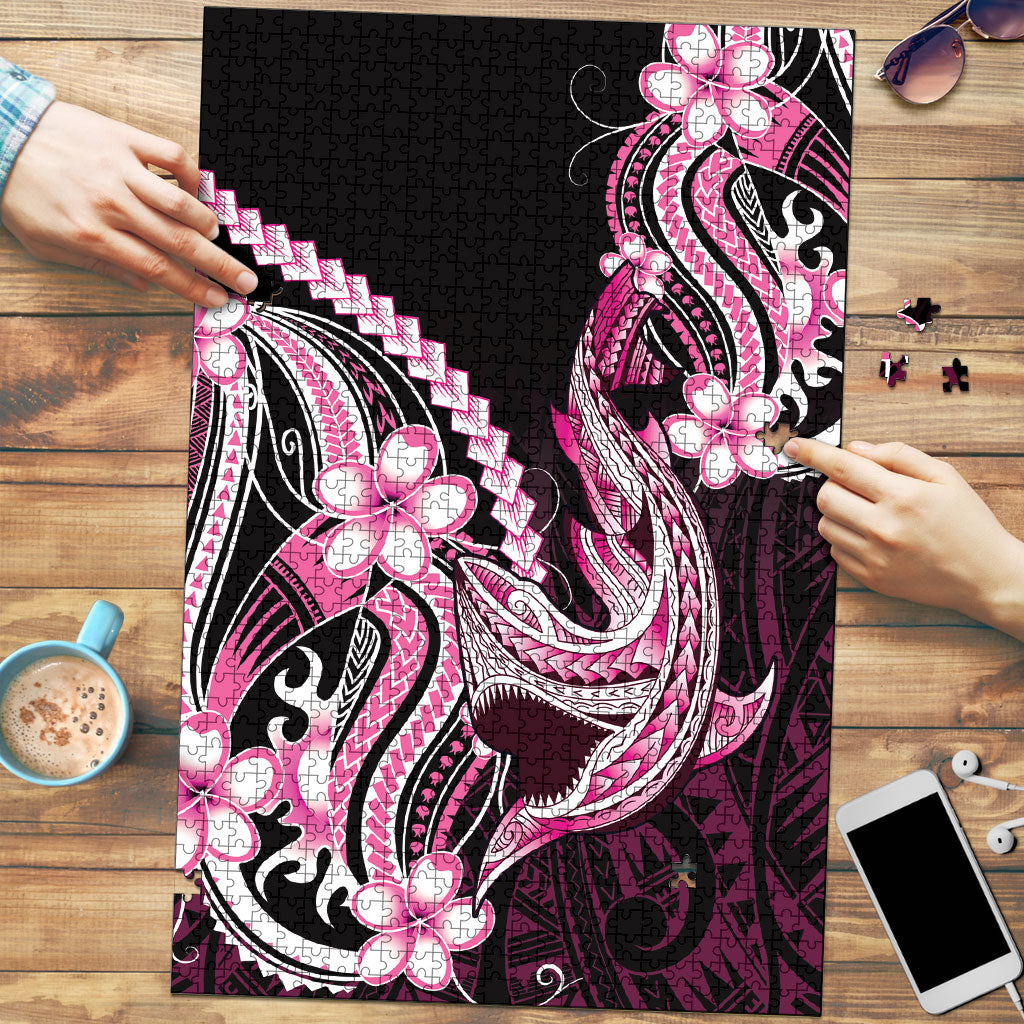 Pink Black Aloha Hawaii Puzzle Polynesian Shark Tattoo Plumeria