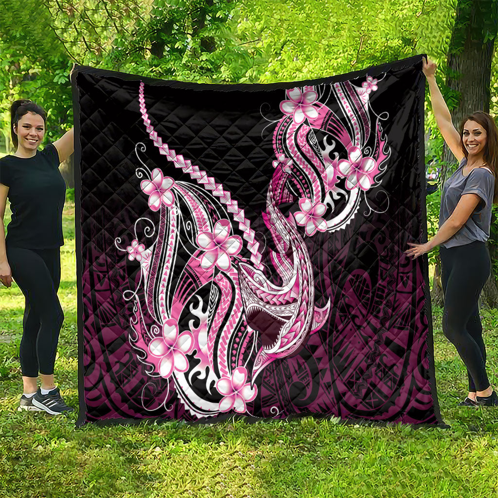 Pink Black Aloha Hawaii Quilt Polynesian Shark Tattoo Plumeria