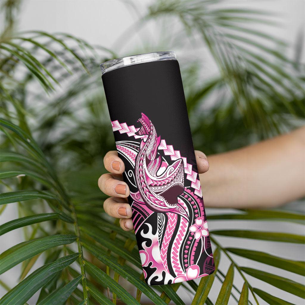 Pink Black Aloha Hawaii Skinny Tumbler Polynesian Shark Tattoo Plumeria LT14 - Polynesian Pride