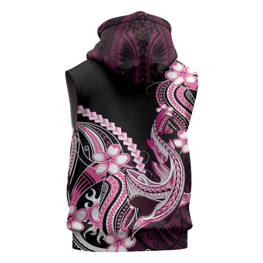 Pink Black Aloha Hawaii Sleeveless Zip Hoodie Polynesian Shark Tattoo Plumeria LT14 - Polynesian Pride