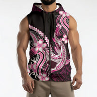 Pink Black Aloha Hawaii Sleeveless Zip Hoodie Polynesian Shark Tattoo Plumeria LT14 - Polynesian Pride