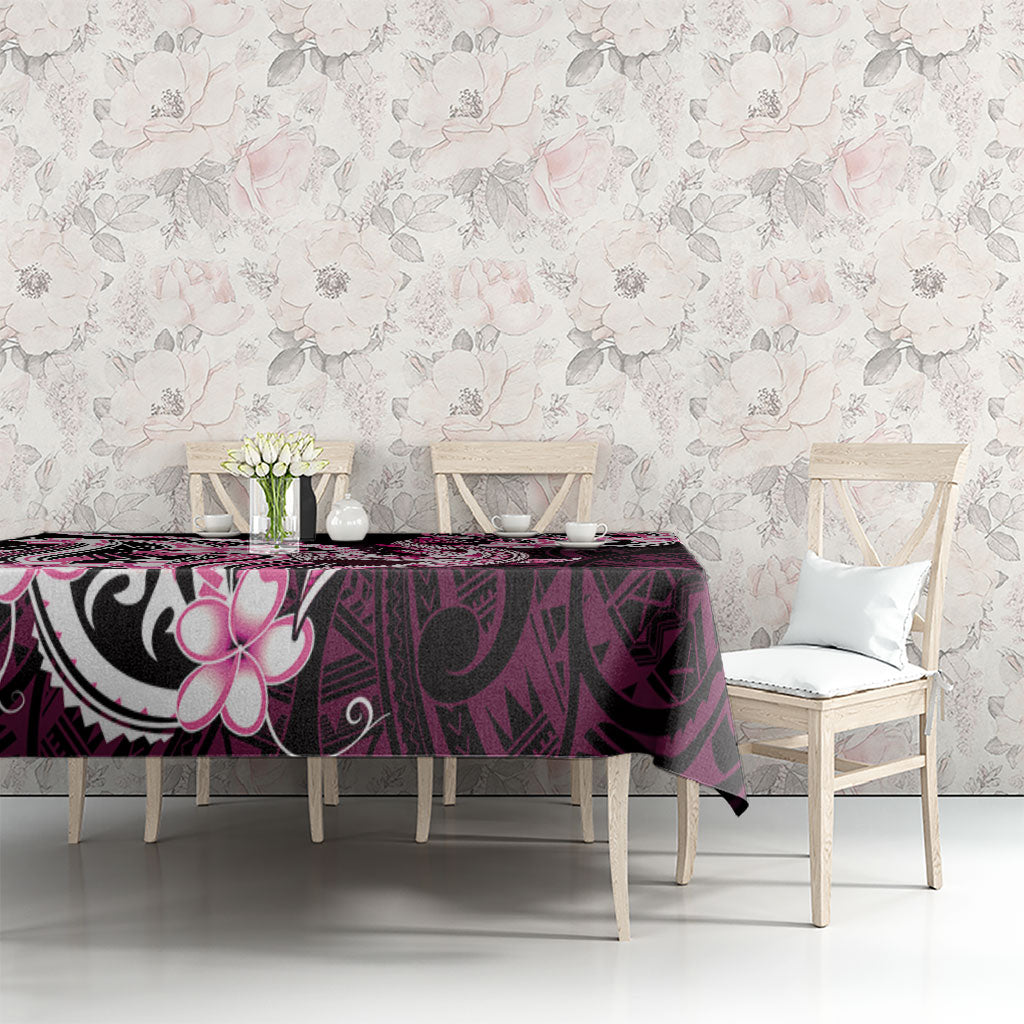 Pink Black Aloha Hawaii Tablecloth Polynesian Shark Tattoo Plumeria