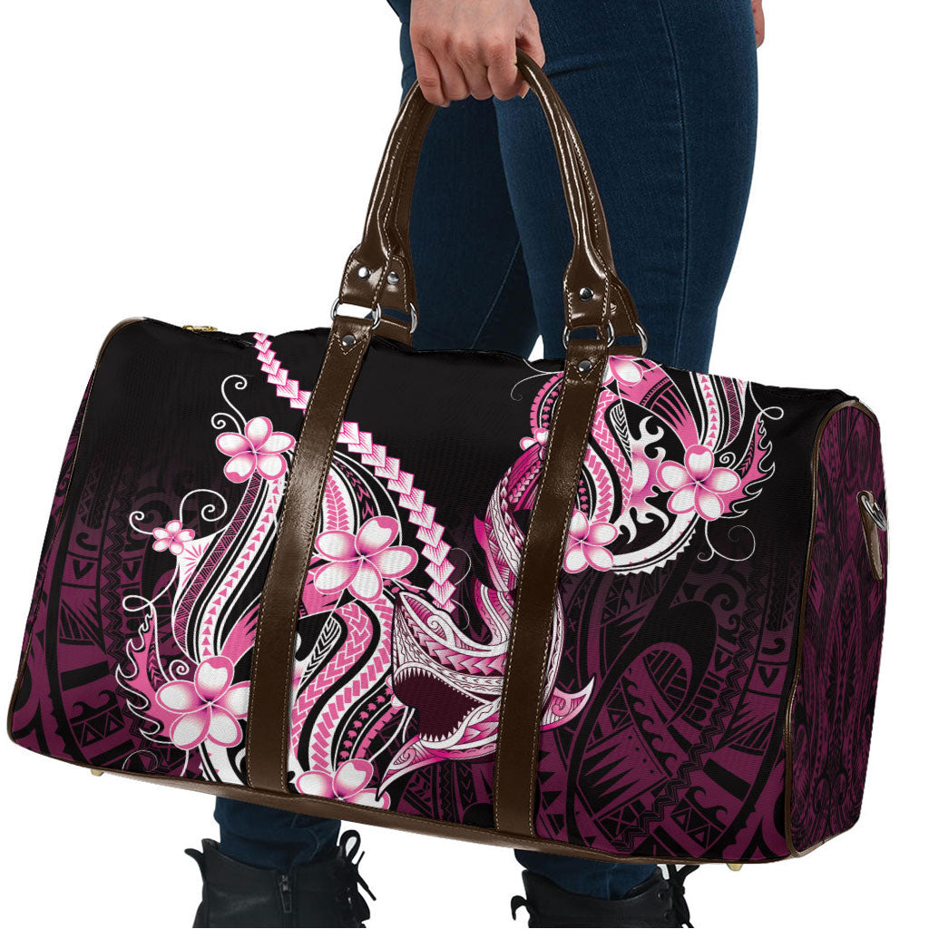 Pink Black Aloha Hawaii Travel Bag Polynesian Shark Tattoo Plumeria